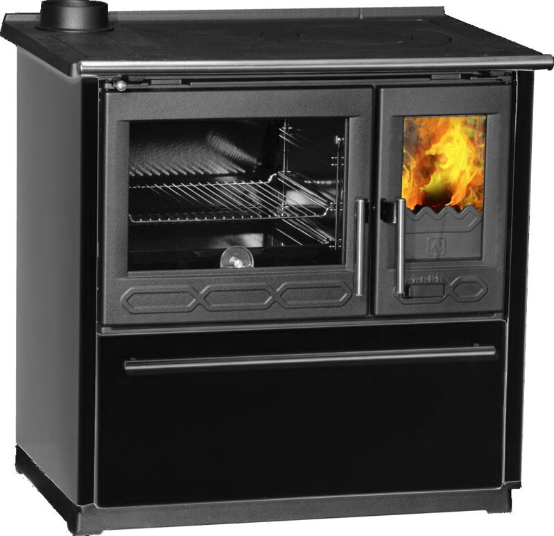 Sporák na tuhé palivo PLAMEN 850 GLAS čierny ľavý