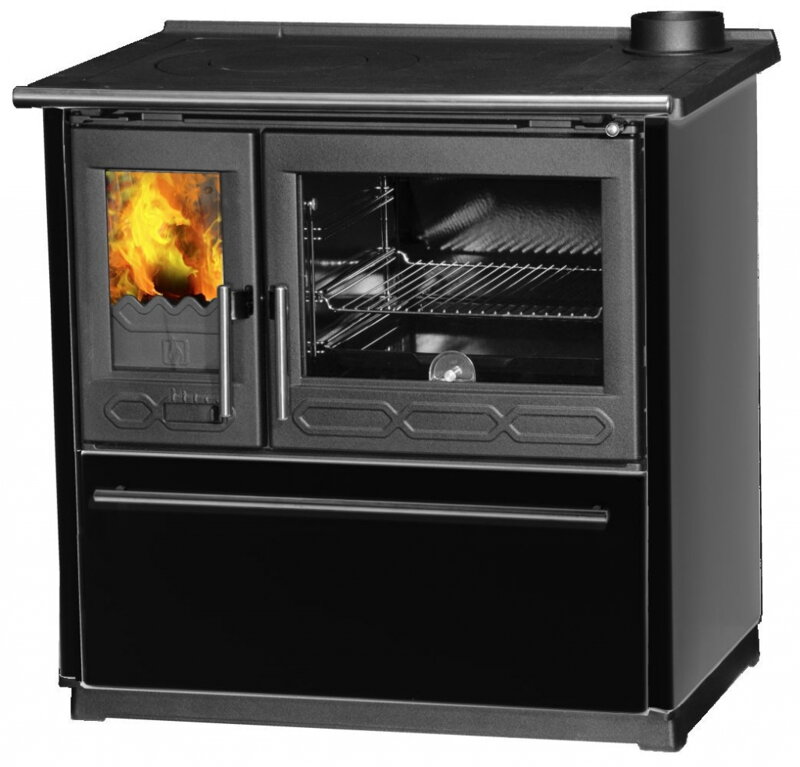 Sporák na tuhé palivo PLAMEN 850 GLAS čierny pravý
