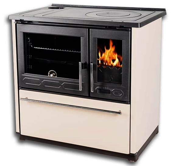 Liatinový sporák na tuhé palivo PLAMEN 850 GLAS slabo hnedý ľavý