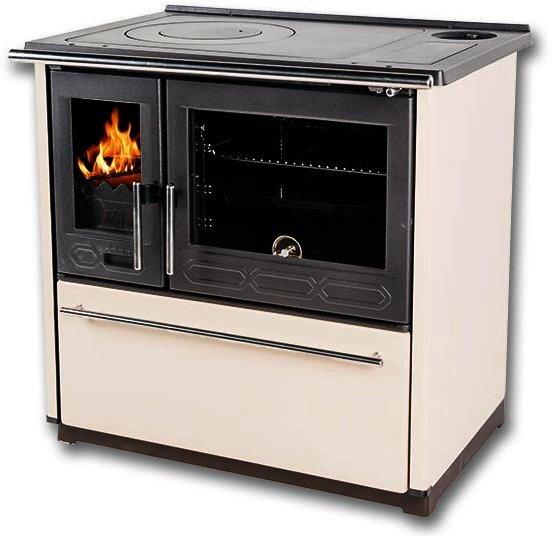 Liatinový sporák na tuhé palivo PLAMEN 850 GLAS slabo hnedý pravý