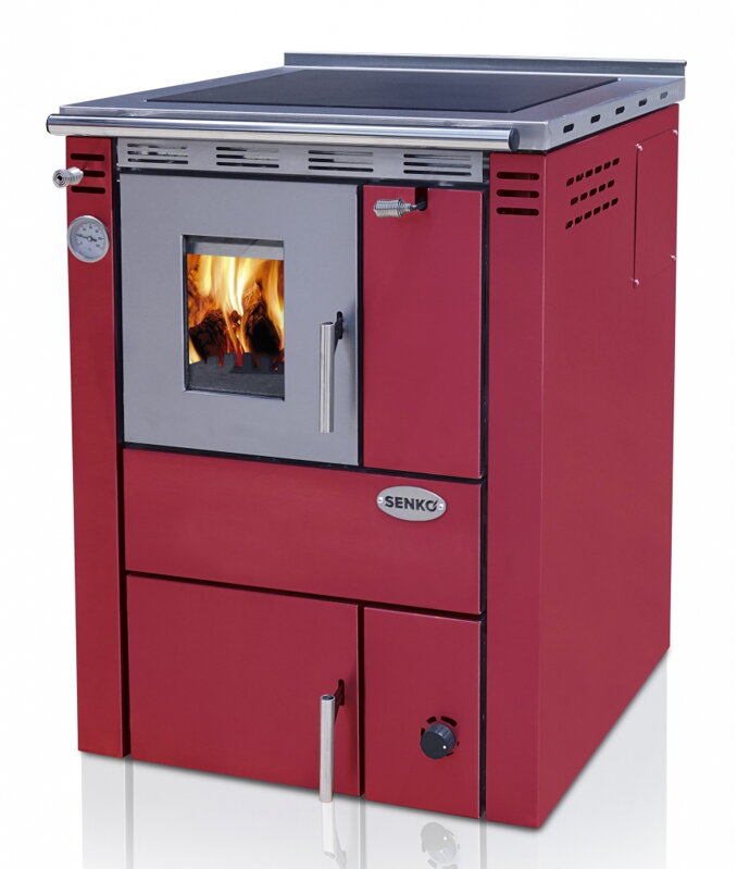 Teplovodný sporák na drevo Senko C-20 červený